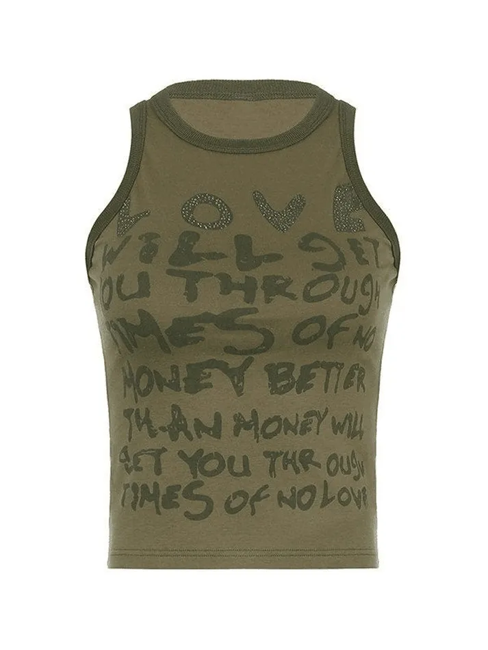 Letter Print Racer Back Tank Top sold by Streetwear Society product image thumbnail 5
