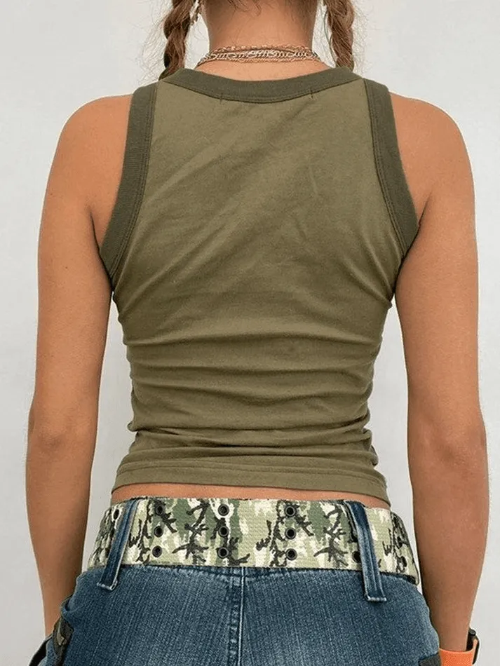 Letter Print Racer Back Tank Top sold by Streetwear Society product image thumbnail 4