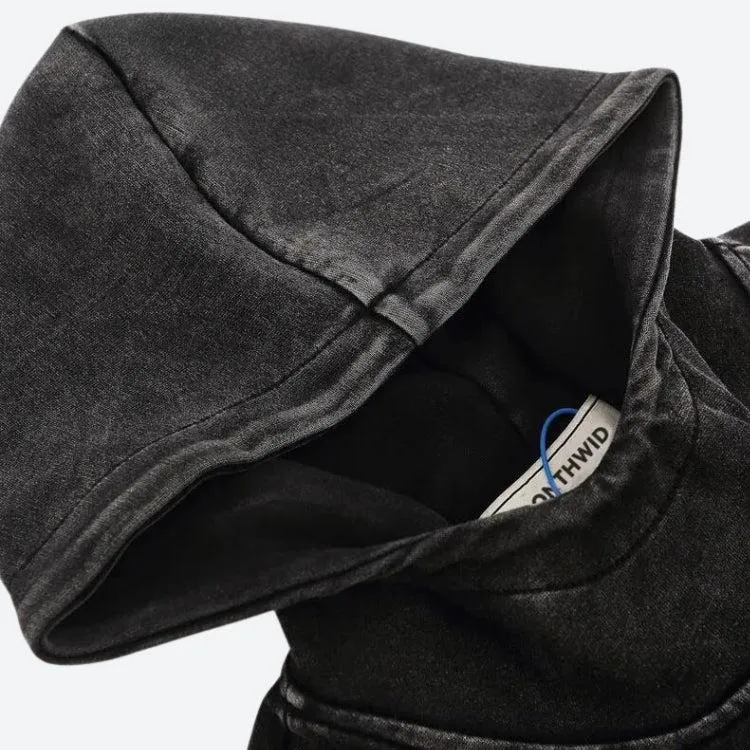 Grunge Dark Washed Embroidered Hoodie sold by Streetwear Society product image thumbnail 3