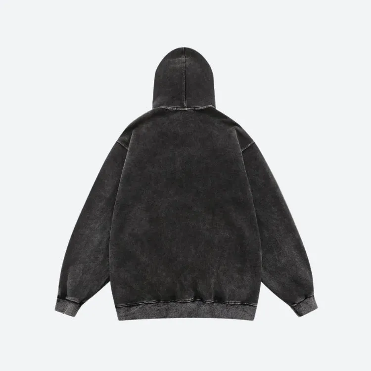 Grunge Dark Washed Embroidered Hoodie sold by Streetwear Society product image thumbnail 2
