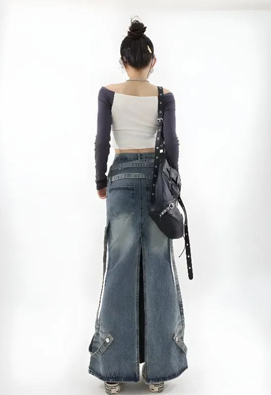 Y2K Denim Maxi Skirt sold by Streetwear Society product image thumbnail 2