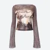 Y2K Fishnet Sleeve Mesh Top sold by Streetwear Society
