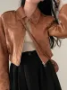 Zip Up Lapel Neck Leather Short Jacket sold by Streetwear Society