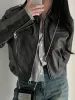 Zip Up Lapel Neck Leather Short Jacket sold by Streetwear Society