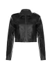 Zip Up Lapel Neck Leather Short Jacket sold by Streetwear Society
