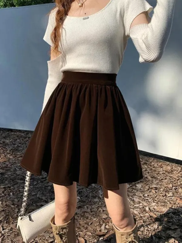 Dark Academia Velvet Mini Skirt sold by Streetwear Society