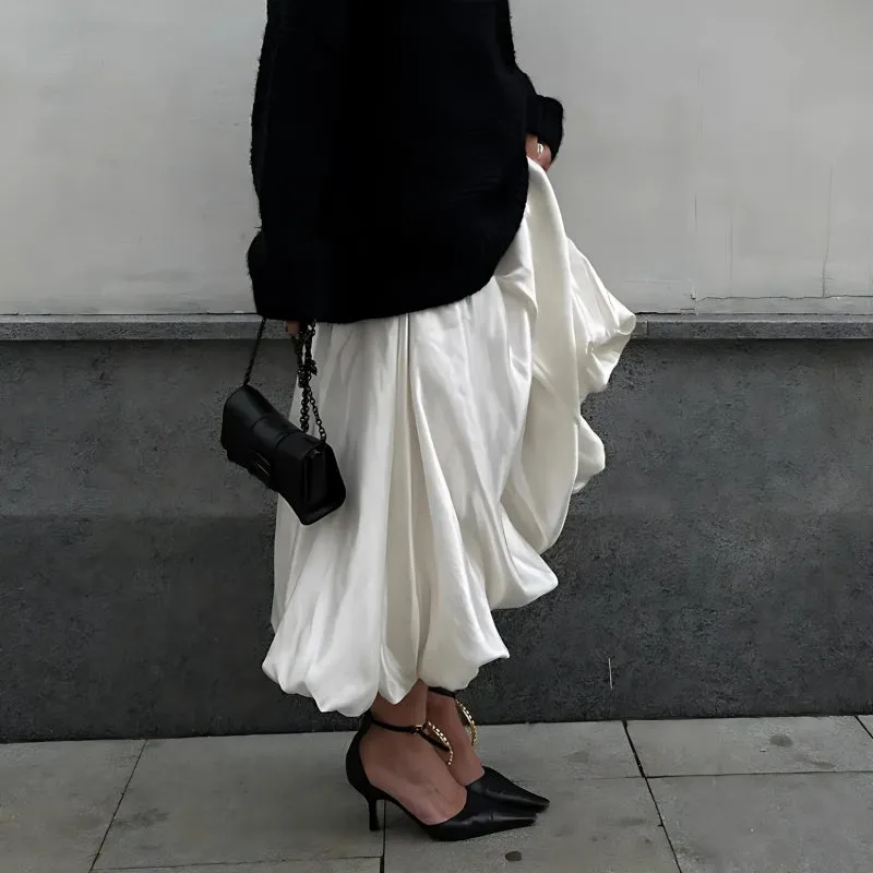 Satin A-Line Bubble Midi Skirt sold by Streetwear Society product image thumbnail 2