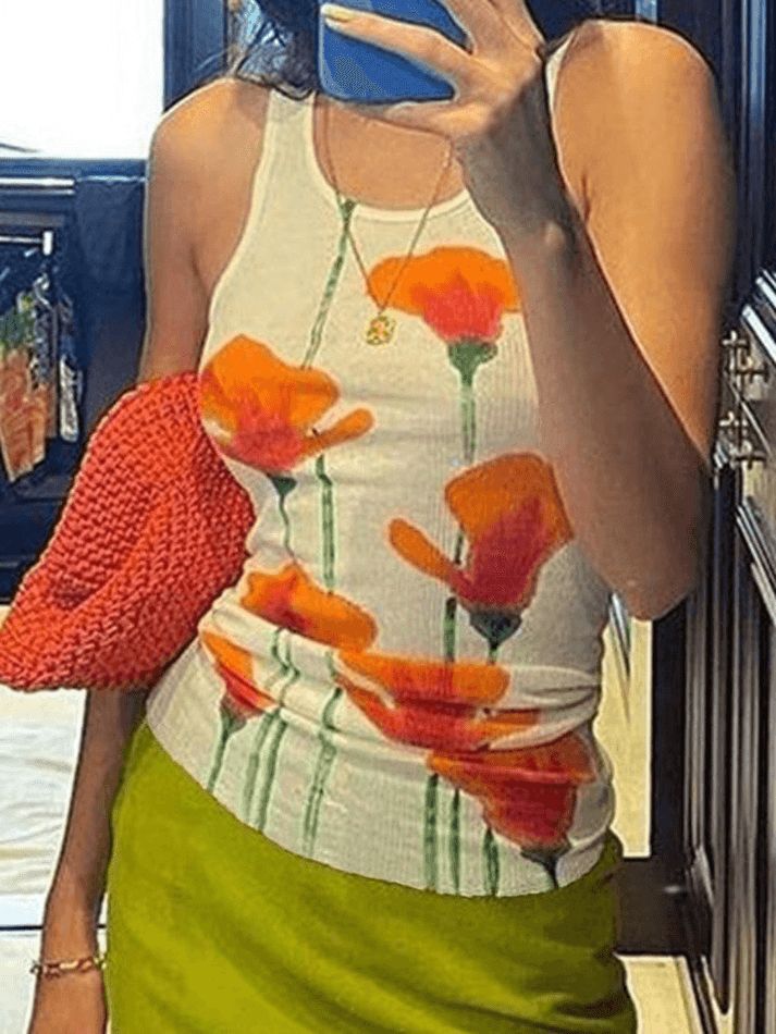 Tulip Mushroom Print Rib Tank Top sold by Streetwear Society product image thumbnail 4