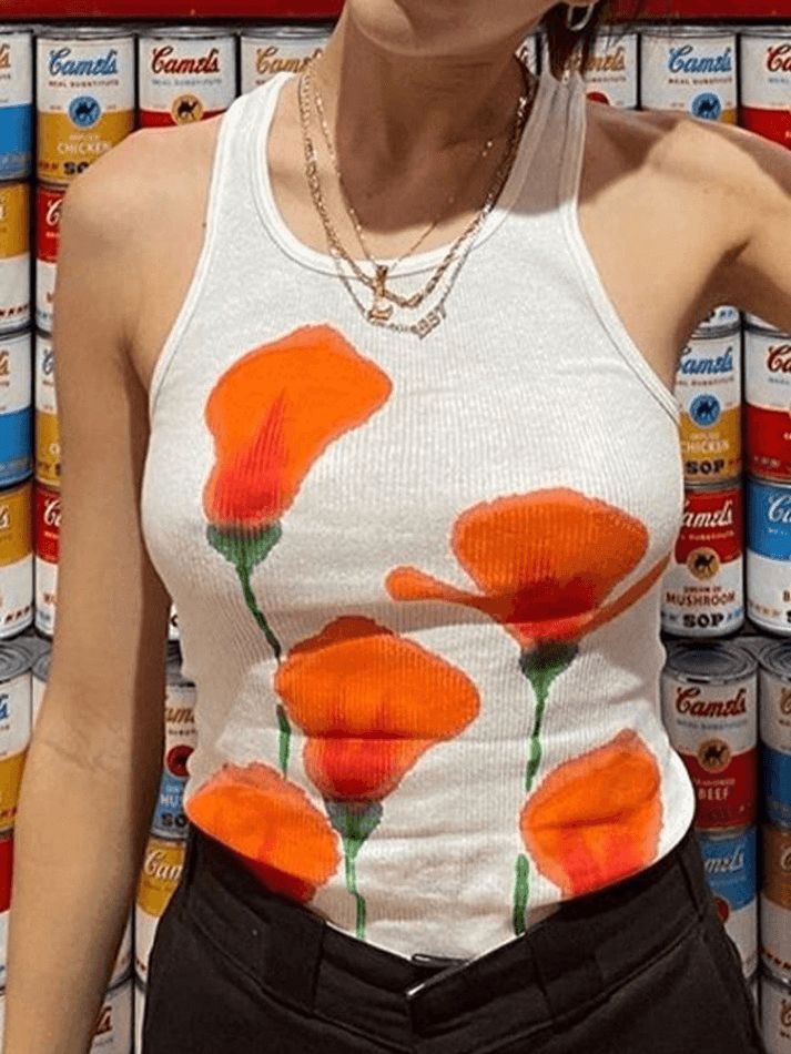 Tulip Mushroom Print Rib Tank Top sold by Streetwear Society product image thumbnail 5