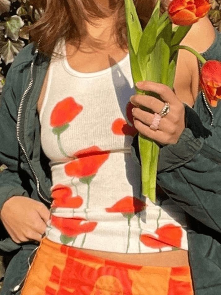 Tulip Mushroom Print Rib Tank Top sold by Streetwear Society product image thumbnail 2