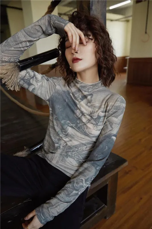 Baroque High Neck Fitted Top sold by Streetwear Society