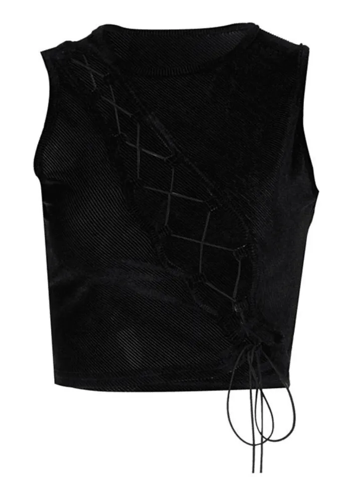 Lace Up Cutout Crop Tank Top sold by Streetwear Society product image thumbnail 5