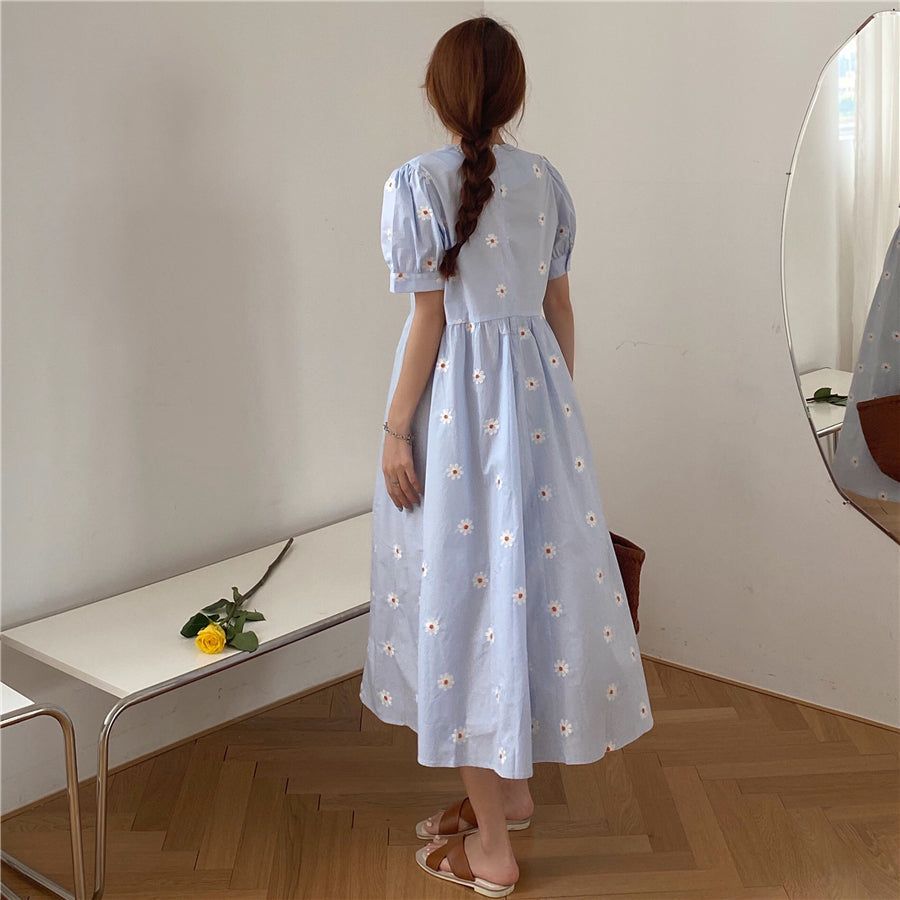Cottagecore Aesthetic Flower Pattern Short Sleeve Maxi Dress sold by Streetwear Society product image thumbnail 14
