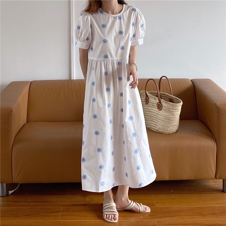 Cottagecore Aesthetic Flower Pattern Short Sleeve Maxi Dress sold by Streetwear Society product image thumbnail 5