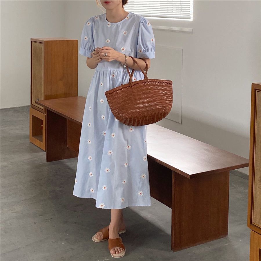 Cottagecore Aesthetic Flower Pattern Short Sleeve Maxi Dress sold by Streetwear Society product image thumbnail 15