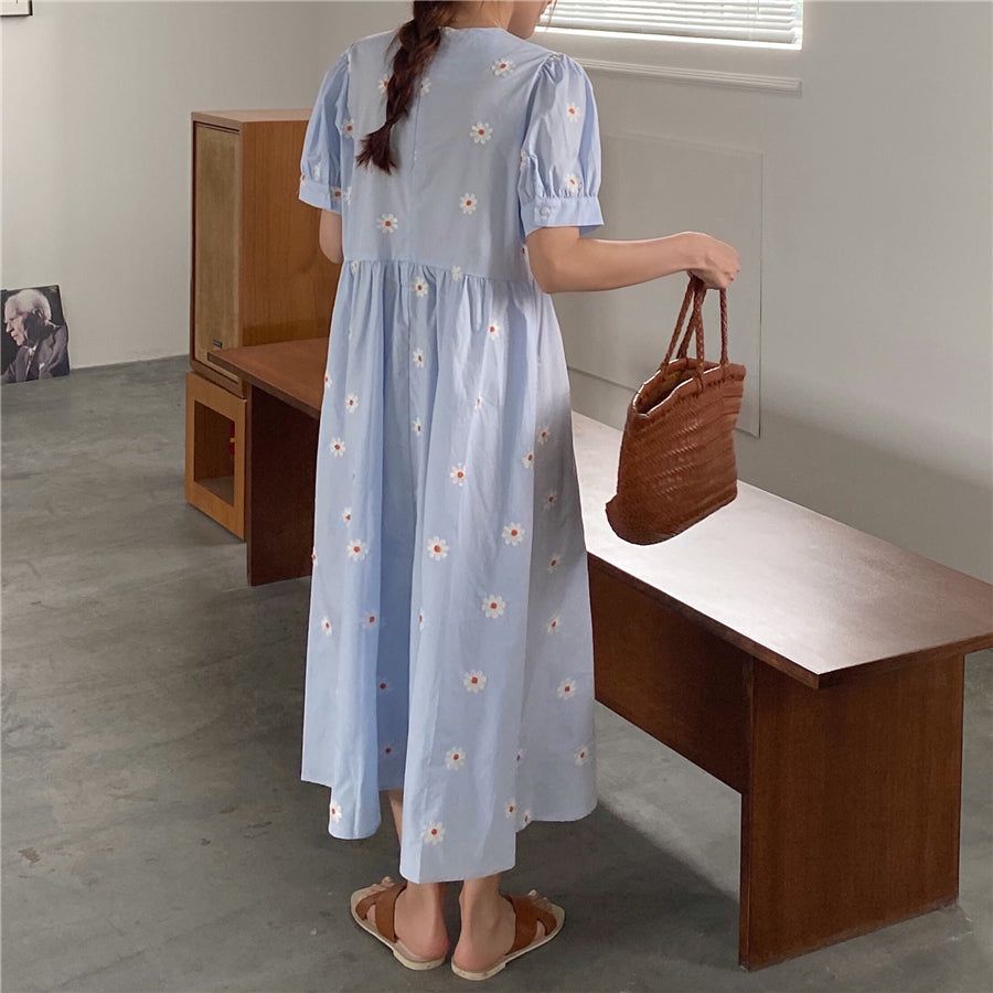 Cottagecore Aesthetic Flower Pattern Short Sleeve Maxi Dress sold by Streetwear Society product image thumbnail 12