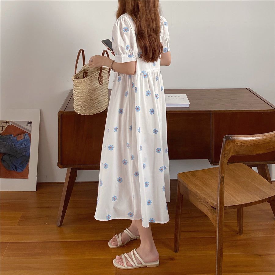 Cottagecore Aesthetic Flower Pattern Short Sleeve Maxi Dress sold by Streetwear Society product image thumbnail 6