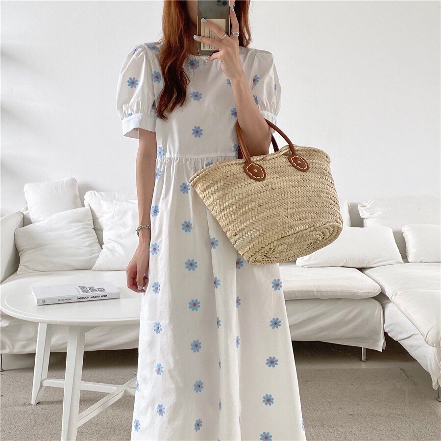 Cottagecore Aesthetic Flower Pattern Short Sleeve Maxi Dress sold by Streetwear Society product image thumbnail 4