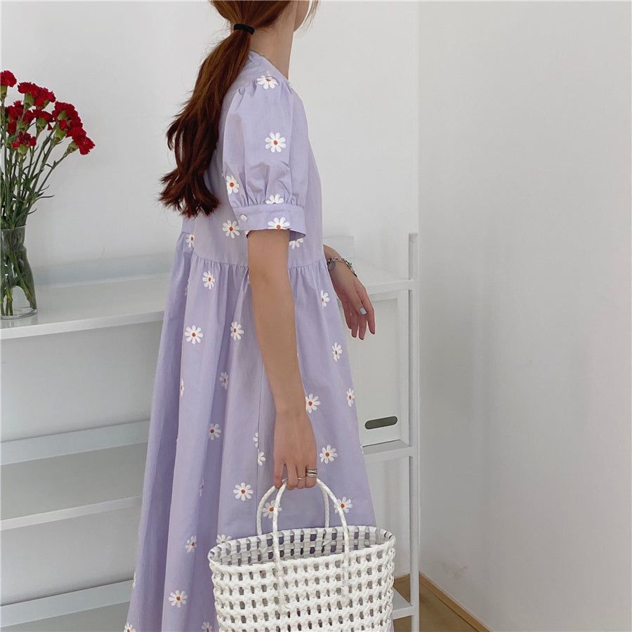 Cottagecore Aesthetic Flower Pattern Short Sleeve Maxi Dress sold by Streetwear Society product image thumbnail 21