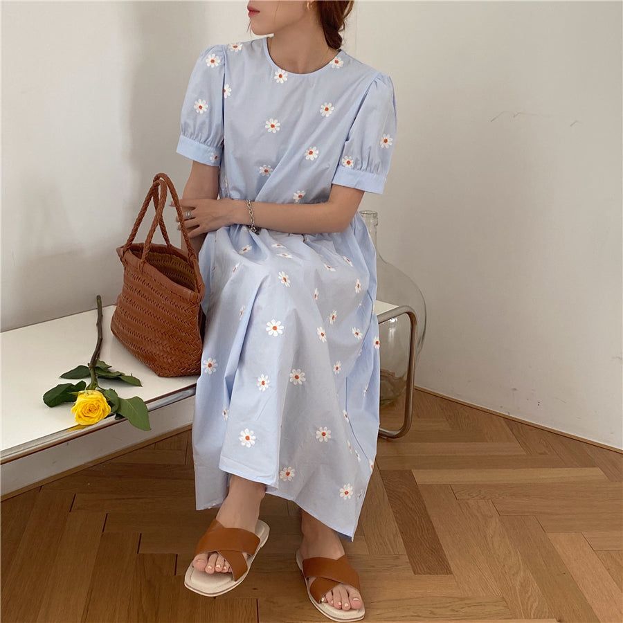 Cottagecore Aesthetic Flower Pattern Short Sleeve Maxi Dress sold by Streetwear Society product image thumbnail 10