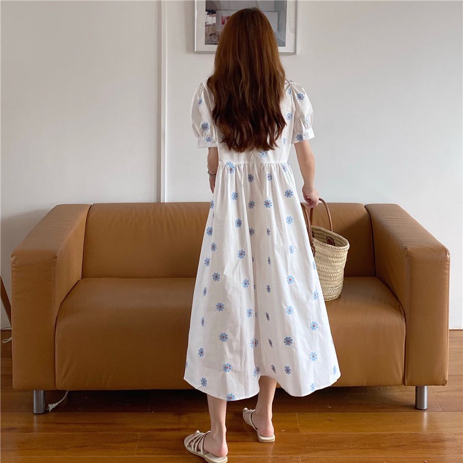 Cottagecore Aesthetic Flower Pattern Short Sleeve Maxi Dress sold by Streetwear Society product image thumbnail 7