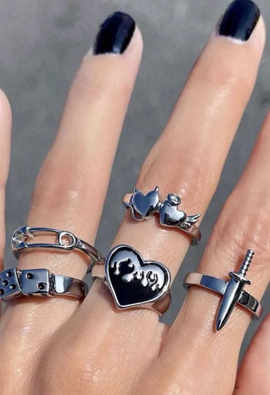 5pcs Y2k heart ring sold by Streetwear Society