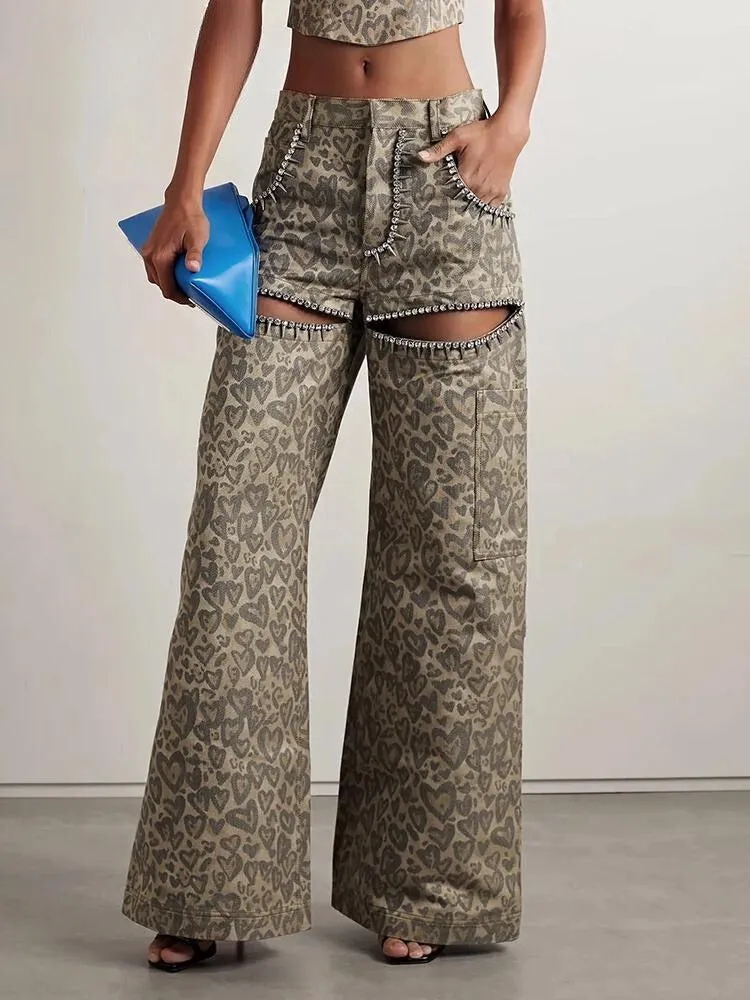Baddie Leopard Embellished Cut Out Pants sold by Streetwear Society