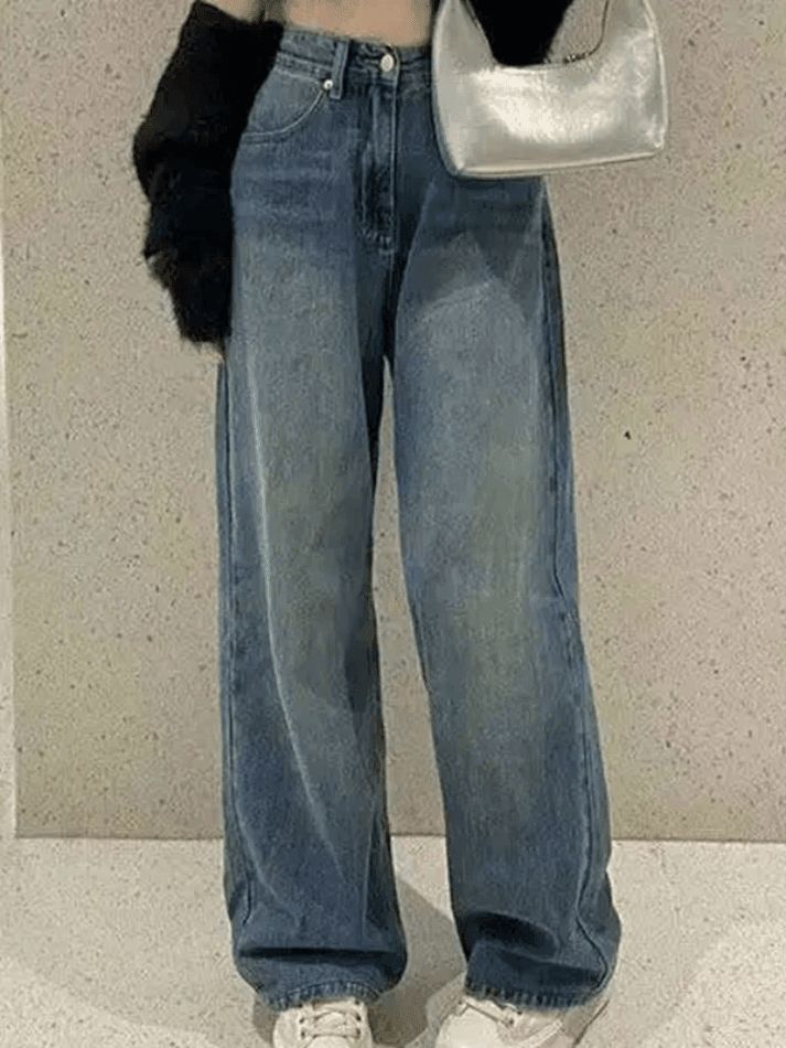 Vintage Washed Straight Leg Boyfriend Jeans sold by Streetwear Society product image thumbnail 4