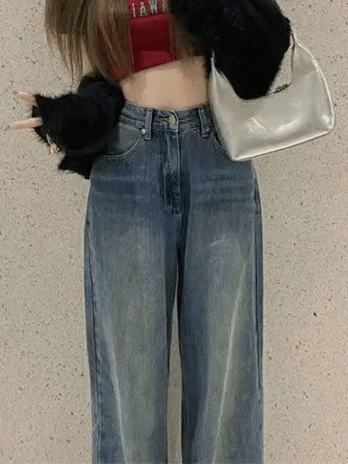 Vintage Washed Straight Leg Boyfriend Jeans sold by Streetwear Society product image thumbnail 3