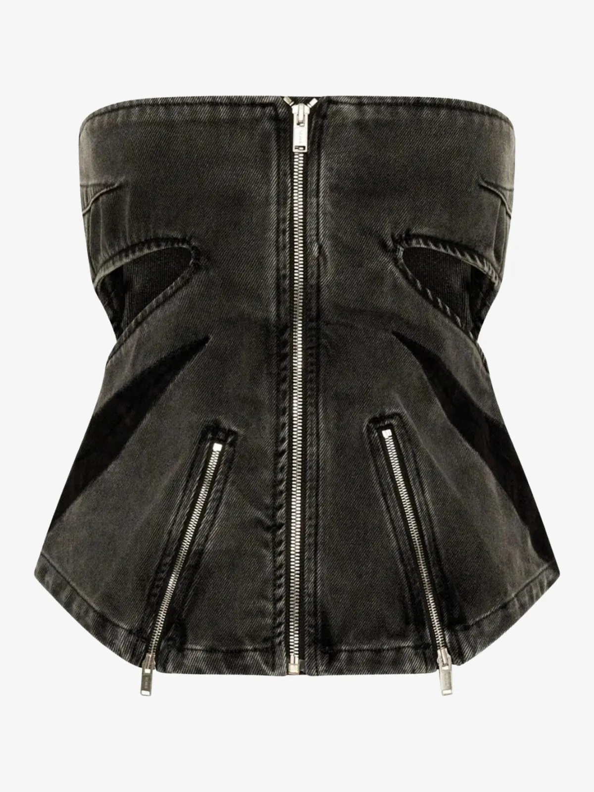 Black Denim Tube Top & Patch Jeans Two Piece Set sold by Streetwear Society product image thumbnail 4