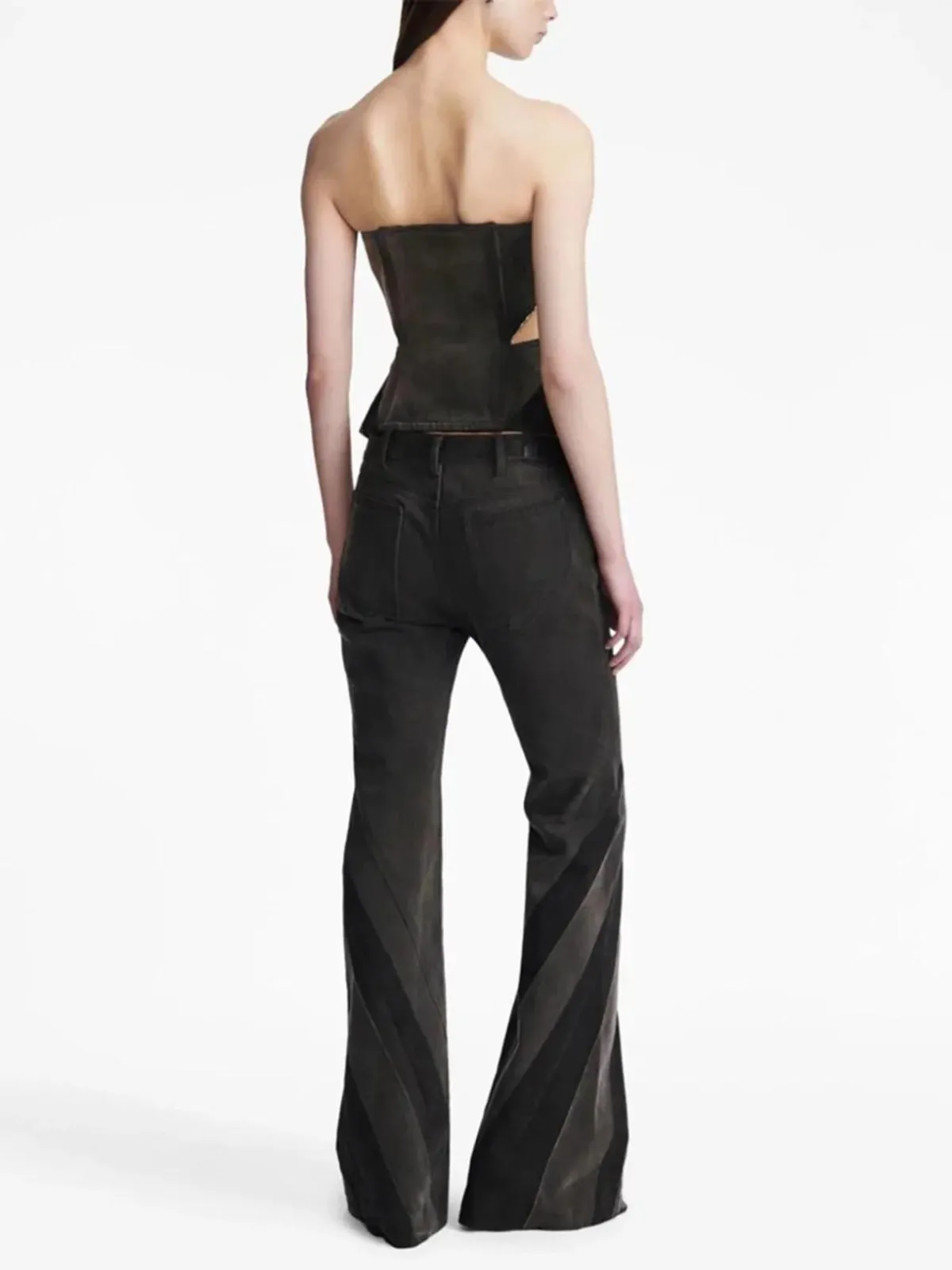 Black Denim Tube Top & Patch Jeans Two Piece Set sold by Streetwear Society product image thumbnail 2