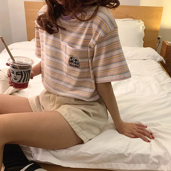 Flower Striped Tee sold by Streetwear Society product image thumbnail 3