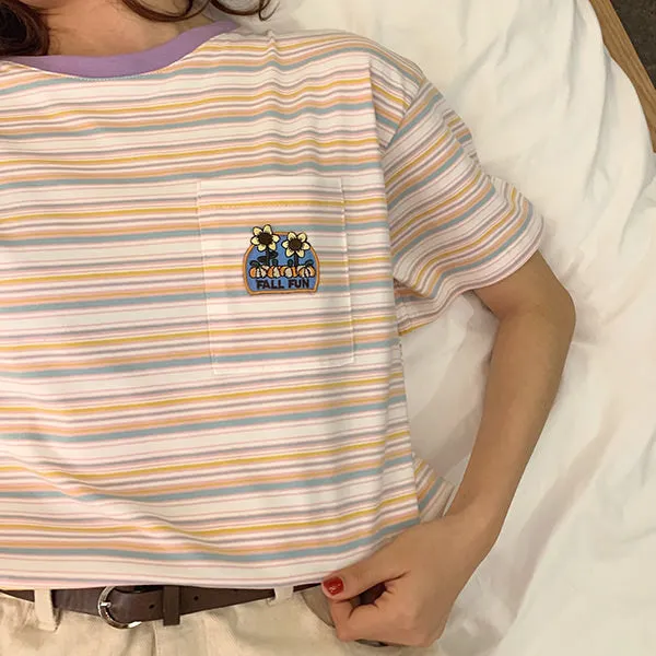 Flower Striped Tee sold by Streetwear Society product image thumbnail 2