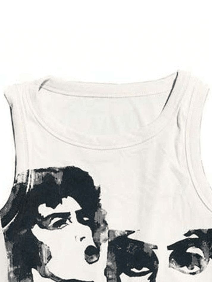 Funny Face Print Cropped Tank Top sold by Streetwear Society product image thumbnail 2