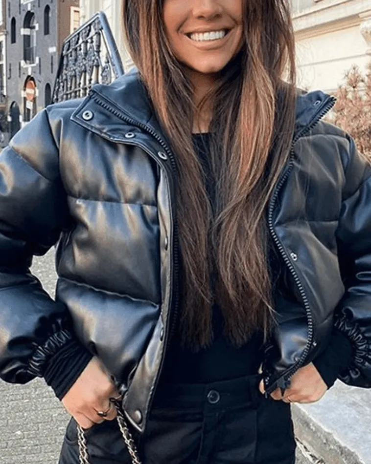 Puffer Jacket Pu Leather Puffer Jacket | Parallel