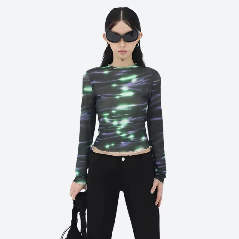 Cyberpunk Green Lights Mesh Top sold by Streetwear Society