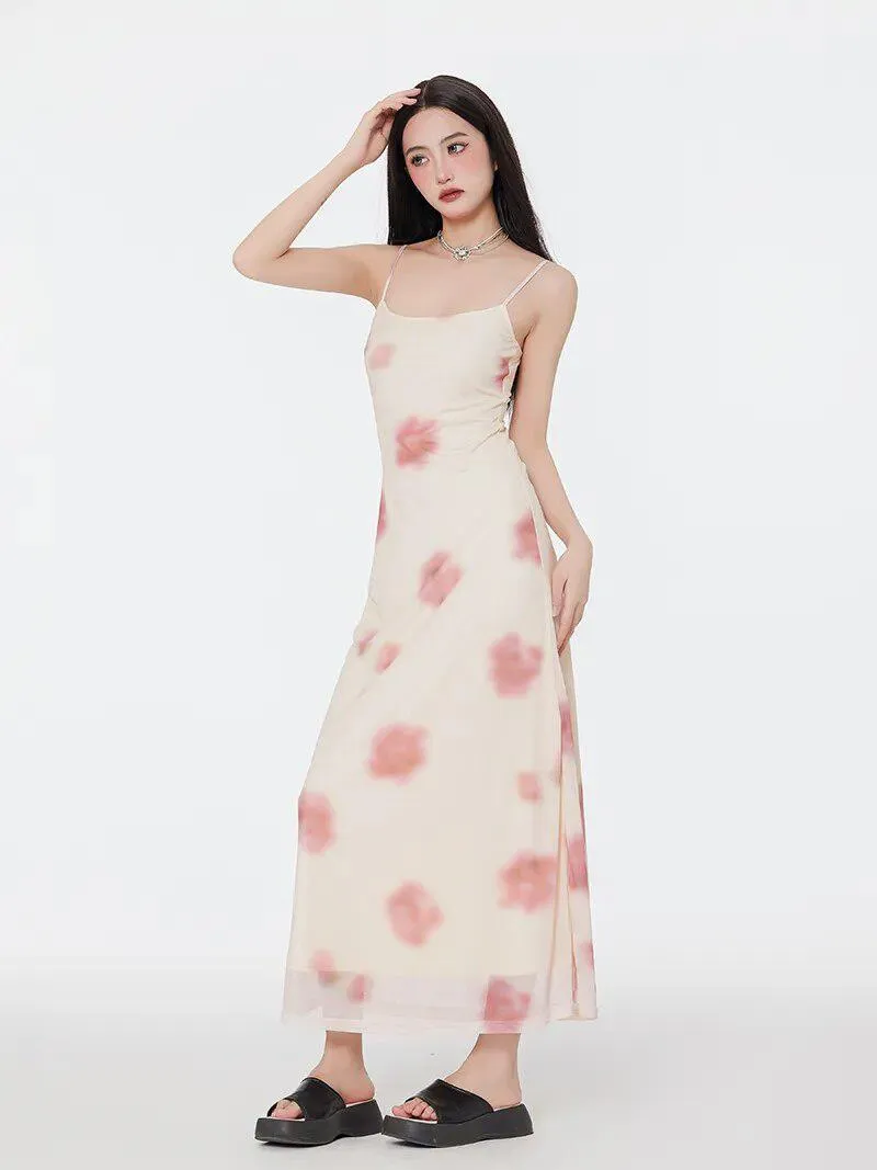 Floral Mesh Spaghetti Strap Maxi Dress sold by Streetwear Society product image thumbnail 3