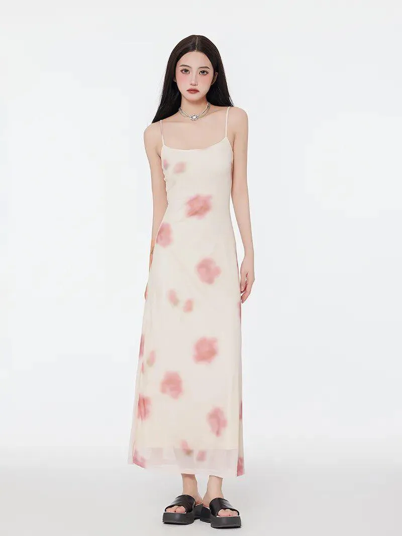 Floral Mesh Spaghetti Strap Maxi Dress sold by Streetwear Society product image thumbnail 4