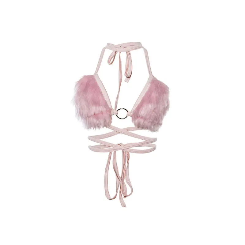 Light Pink Fuzzy Bra Top sold by Streetwear Society