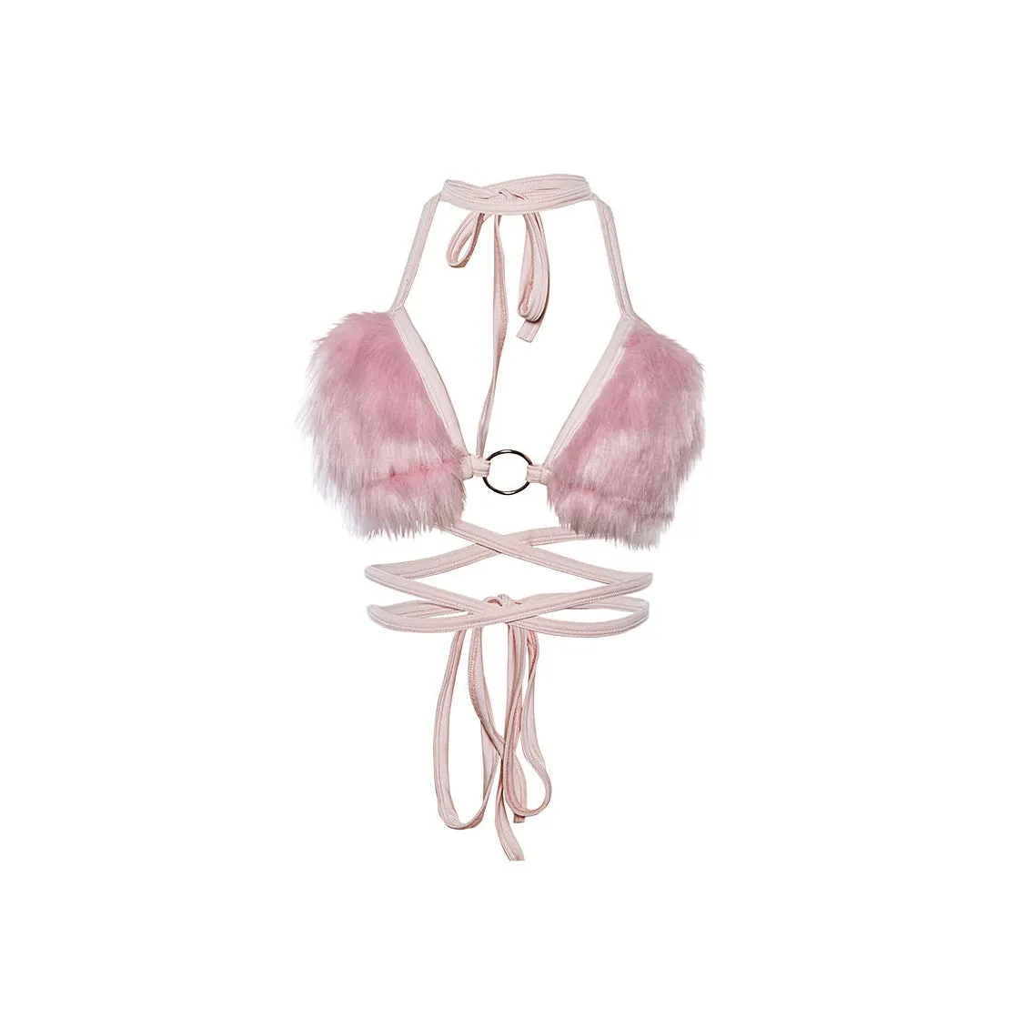 Light Pink Fuzzy Bra Top sold by Streetwear Society