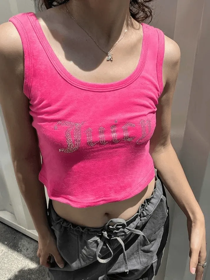 Rhinestone Letter Crop Tank Top sold by Streetwear Society product image thumbnail 3