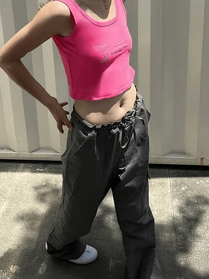 Rhinestone Letter Crop Tank Top sold by Streetwear Society product image thumbnail 5