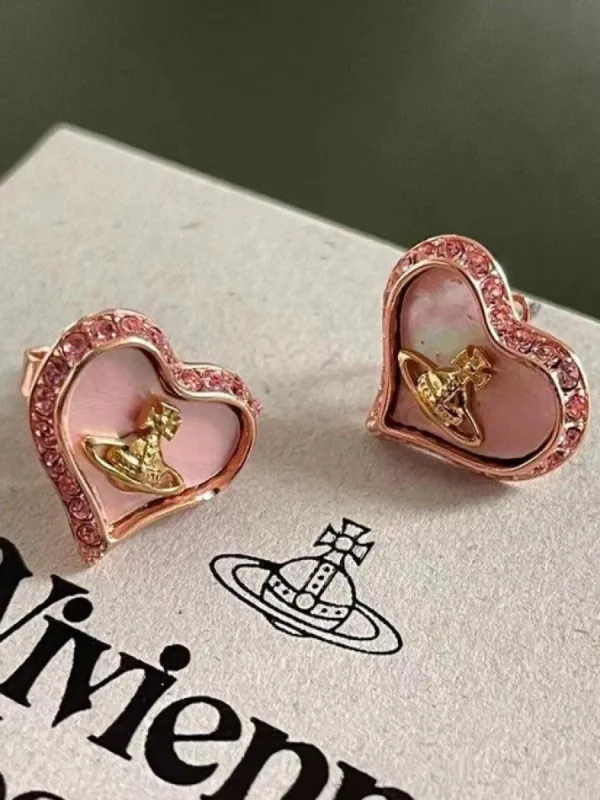 Cosmos rhinestone heart earrings sold by Streetwear Society