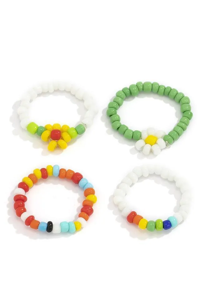 4 Piece Floral Bead Ring sold by Streetwear Society product image thumbnail 2
