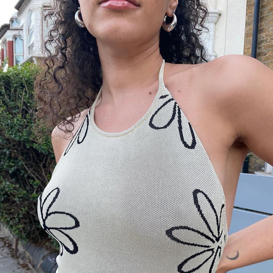 Floral Knitwear Backless Mini Dress sold by Streetwear Society product image thumbnail 4