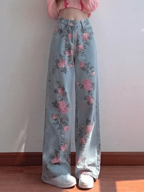 Floral High Rise Boyfriend Jeans sold by Streetwear Society