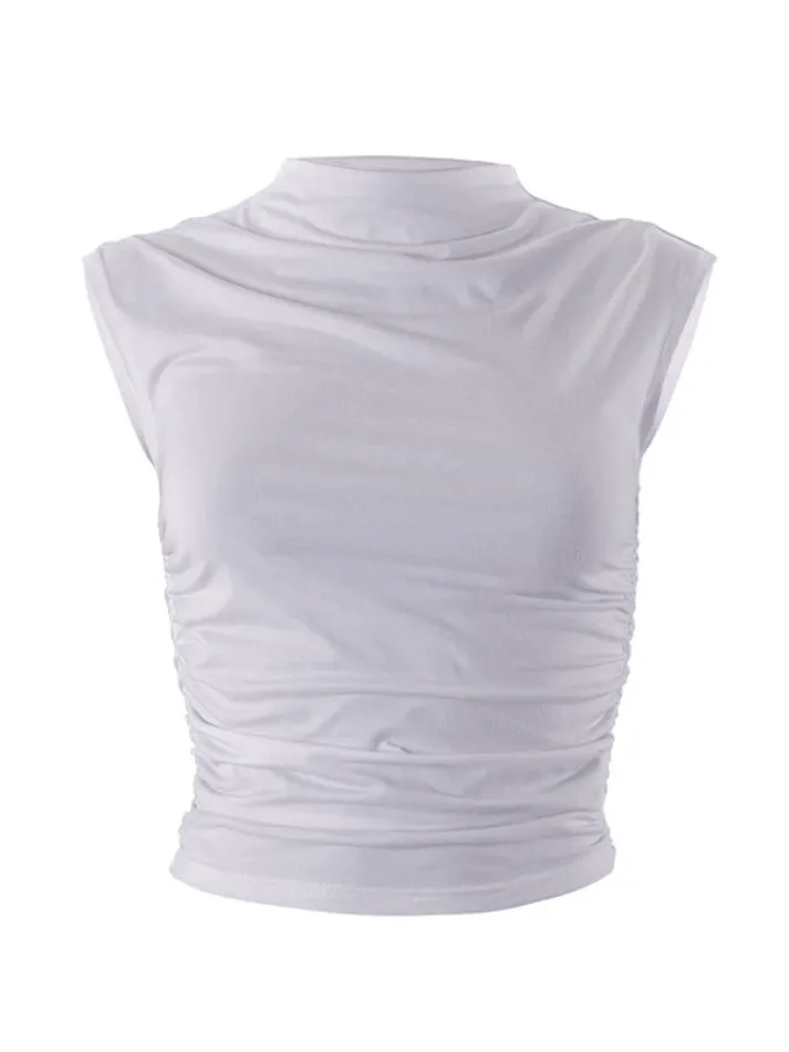 Gathered Navel Casual Cropped Tank Top sold by Streetwear Society product image thumbnail 4