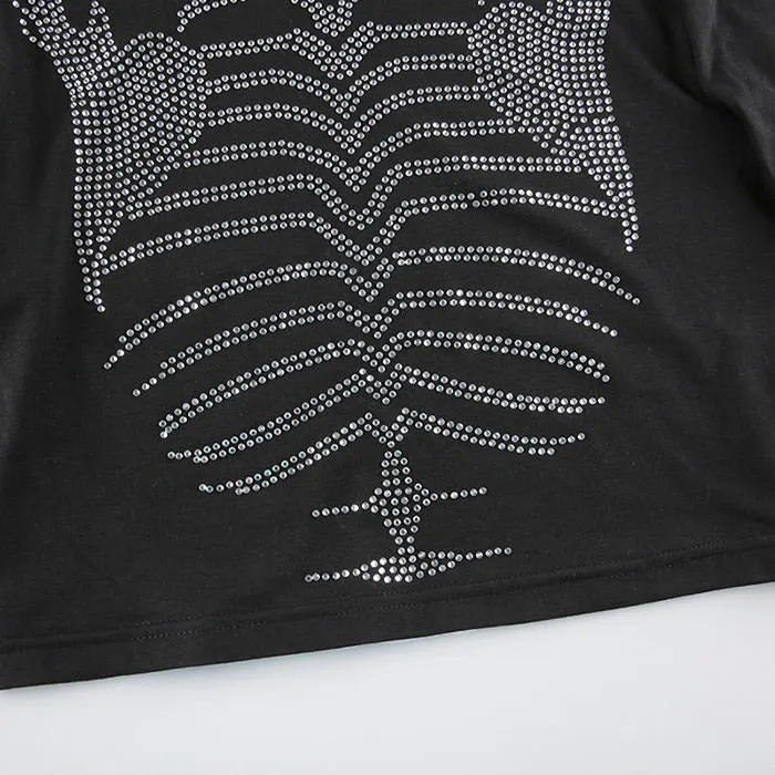 Skeleton Rhinestone Crop Top sold by Streetwear Society product image thumbnail 3