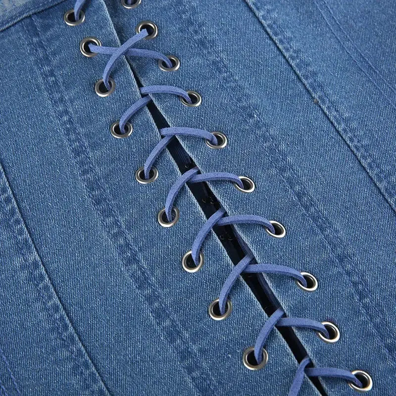 Denim Strapless Corset Top sold by Streetwear Society product image thumbnail 4