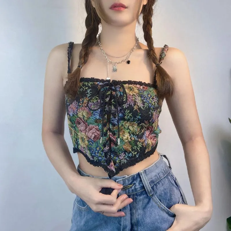 Cottagecore Lace Detailed Corset Top sold by Streetwear Society